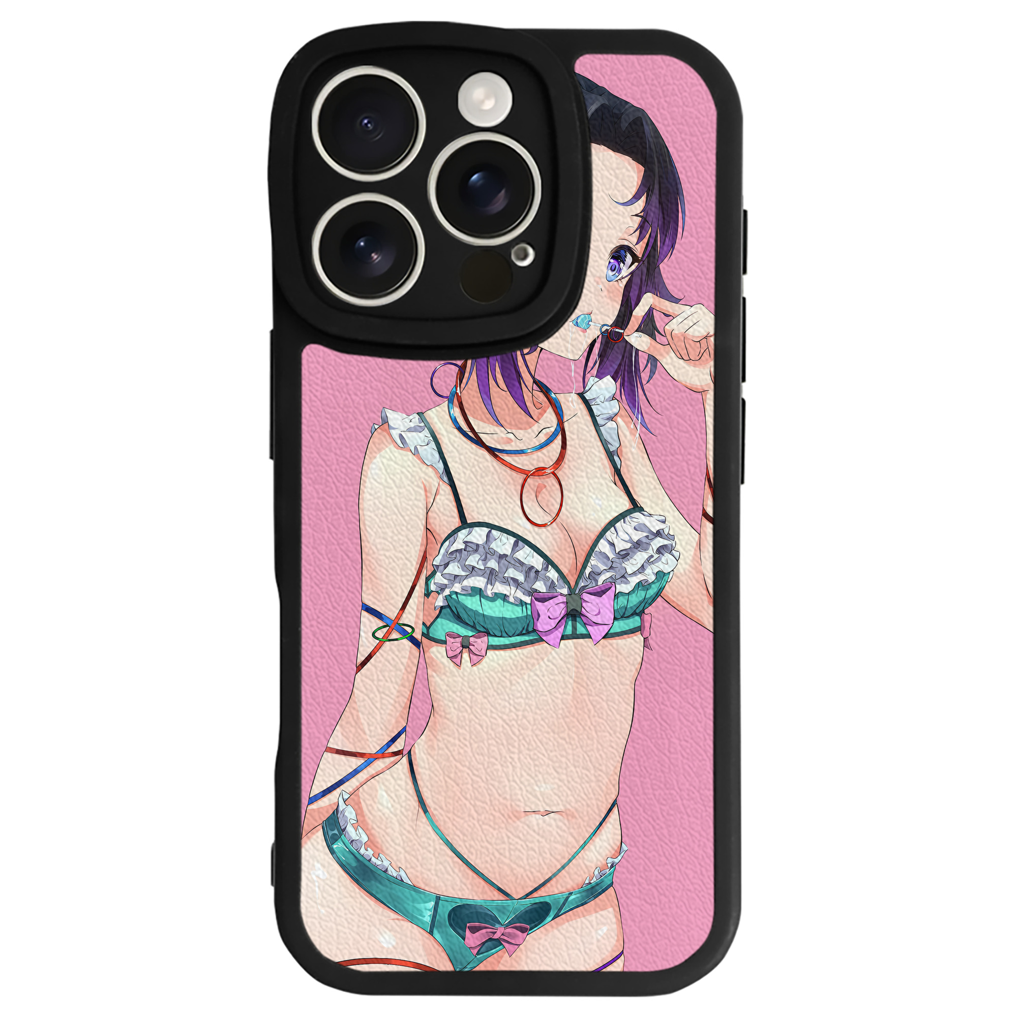 （画像用） 鬼滅の刃（きめつのやいば）蟲柱-胡蝶 しのぶ／こちょう しのぶ Kochou Shinobu 【iPhone 16シリーズ対応】シリコンスマホケース（レザー調） 材質：シリコン